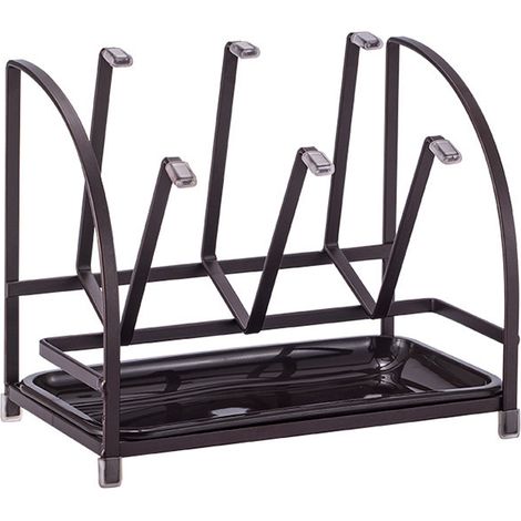 Porte-biberon, égouttoir universel pour biberons, biberons et biberons, support de séchage en métal noir (noir) (1/5)