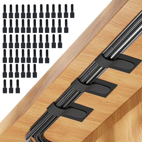 50er-Pack selbstklebende Kabelmanagement-Bänder für die Montage unter dem Schreibtisch, starke Klettbänder, Kabelorganisator für TV, PC, Computer, Ethernet, Büro, Zuhause, Werkstatt, schwarz (1/5)