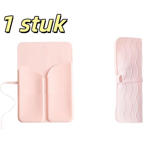 pièce - Coussinet isolant thermique en silicone pour fer à friser - Isolant thermique - Coussinet de rangement - Convient pour les voyages et un usage quotidien - 20 x 29 cm - Rose (1/5)