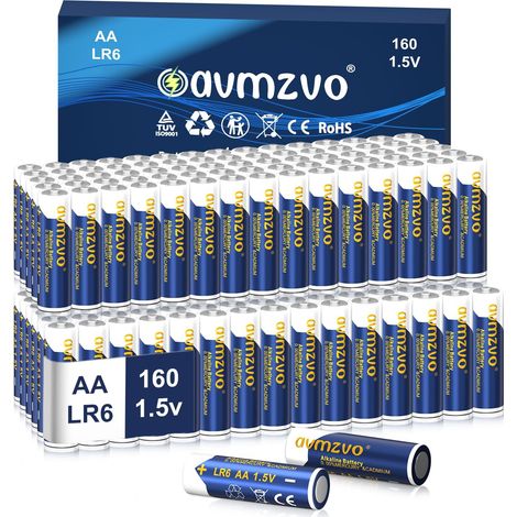Lot de 160 piles alcalines LR6, 1,5 V, puissance longue durée (1/5)