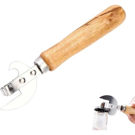 Ouvre-Boîte Manuel Portable Ouvre-Bouchon À Poignée En Bois (1/5)