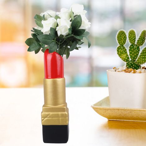 Vase à rouge à lèvres en métal doré Urban Girl, cadeau idéal pour la décoration intérieure (1/5)