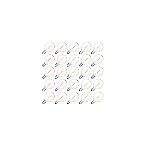 Ampoules LED extérieures G40 E12 1 W, blanc chaud 2200 K, IP54, transparentes, non dimmables – lot de 25 pour jardin et terrasse