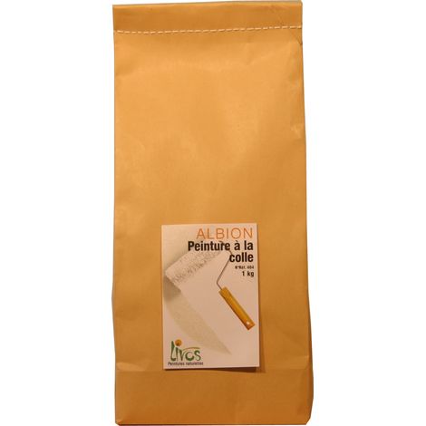 5KG-blanchâtre-Peinture naturelle en poudre mate blanche murs intérieur ALBION 1kg/10m2 Livos (1/2)