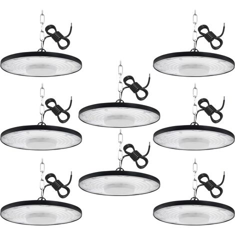 (8pcs) 200W LED UFO High Bay Lumière,6500K Blanc Froid UFO Spot High Bay Lumière 20000LM Projecteur LED Industriel IP65 Étanche Spot High Bay Lumière,UFO LED Spot pour Gymnase Usine Entrepôt