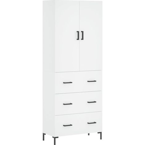 Aparador cómoda mueble de almacenaje organizador cocina salón salón alto 695 x 34 x 180 cm madera de ingeniería blanco 020032649