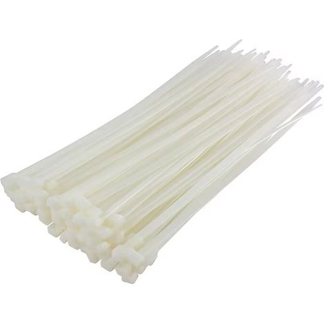 Collier de Serrage en Nylon - 200 mm x 7,6 mm - Blanc - Attache Câble Ultra Solide - Serre-Câbles Ultra Solide - Lot de 100 Pièces (1/5)