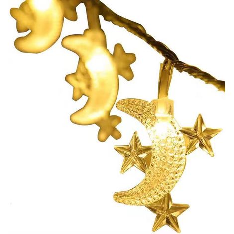 Guirlande lumineuse intérieure 11 mètres formes étoile et lune 8 modes faciles à contrôler LED filaire pour Noël café fête (1/5)
