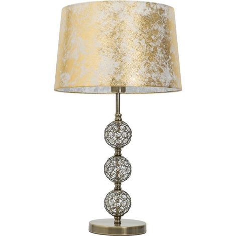 Sobremesa cuero tres bolas cristal copen pantalla pan de oro 1xE27 (1/2)