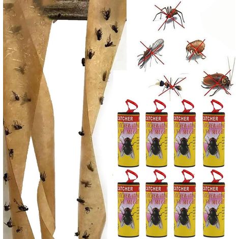 Lot de 8 bandes de papier collant pour attraper les insectes, les mouches, les mites, les mouches (1/5)