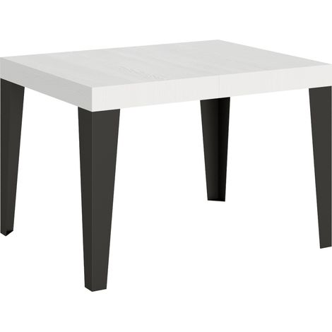 Table Extensible 80X120/204 Cm Frêne Blanc Flamme Structure Anthracite (1/4)