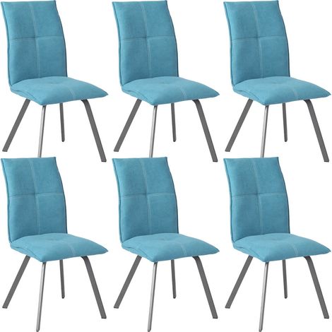 BISPO - Lot de 6 Chaises Tissu Coloris Bleu (1/5)