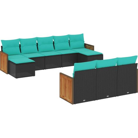 Maison Exclusive - 10-teiliges Gartensofa-Set mit Kissen, schwarz (1/5)