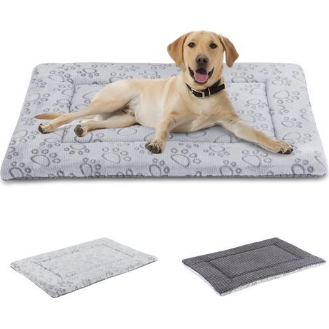 Reversible Dog/Cat Mattress, Flannel Canvas, Grey, 76x50cm, Washable, for Travel or Home (1/5)