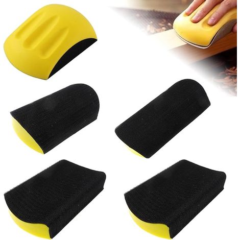 Cale a Poncer, Mousse PU + Plastique, Polissage du Bois et Ponçage Fin, Bois, Carrelage, Métal, Verre (Jaune) (1/5)