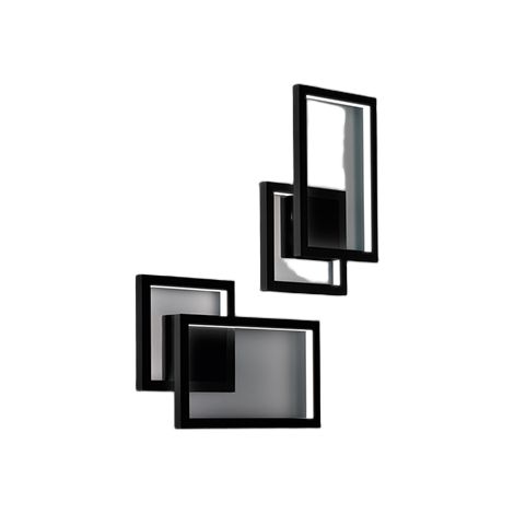 Applique Led 20W En Aluminium Noir Mat, Design Moderne Avec Cct Sélectable 3000K/4000K/6000K, Structure En Métal Et Acrylique - Perenz Luce (1/2)