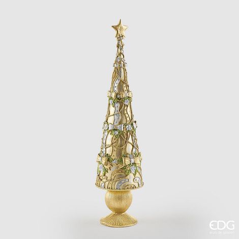 EDG Enzo De Gasperi Pino Decoglitter Silver Gold H47 Ø13 cm – Decorazione di Natale (1/4)