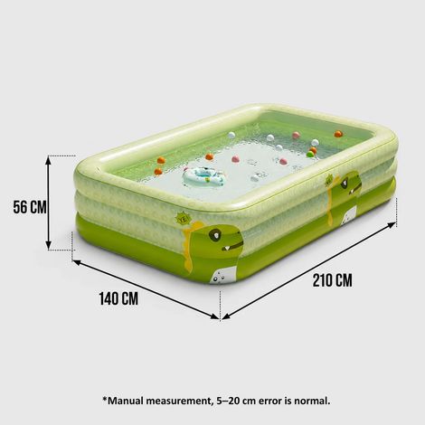 Piscine gonflable (210x140x56cm), piscine hors-sol détachable, grande piscine pour fêtes familiales, jeux de plein air. (1/5)