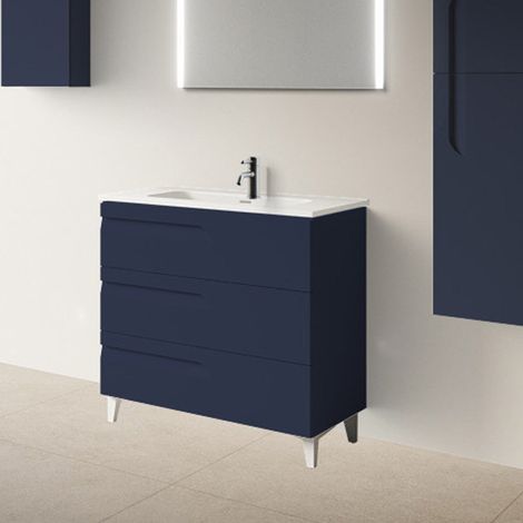 ROYO VITALE Mueble de Baño con Lavabo ENZO 3 Cajones Azul Marino - Medida: 80 cm - ref: C0076643
