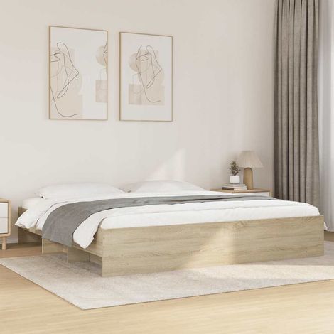 Estructura de cama sin colchón roble Sonoma 200x200 cm (1/5)