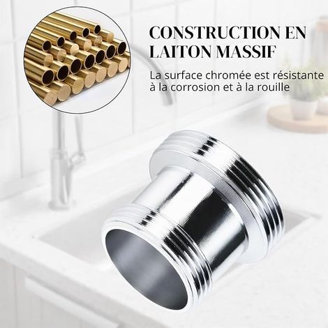 Adaptateur Robinet Cuisine M18 vers M22-2 Standard Et 2 Rallongées, Adaptateur de Robinet en Laiton à Double Filetage, pour Aérateurs de Cuisine, Filtres à Eau, Tuyaux, avec 4 Joints en Caoutchouc (1/4)