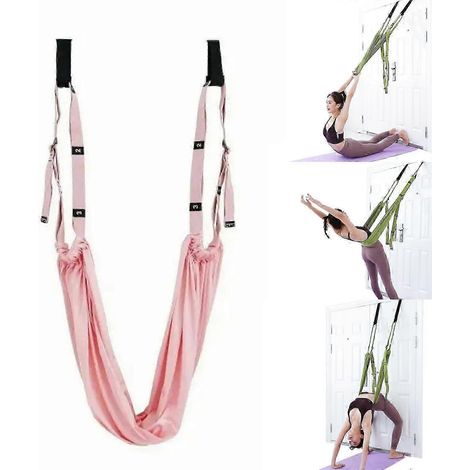 Corde de yoga aérien rose et sangle d'étirement pour soulager les douleurs dorsales (1/5)