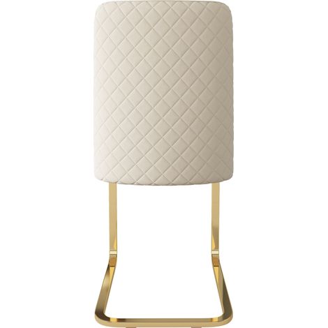 Set di 2 sedie da pranzo in velluto beige con gambe in metallo dorato (1/5)