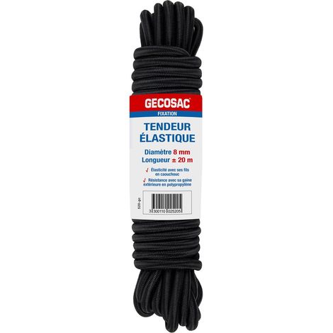 SANS MARQUE Tendeur Elastique 8mm longueur 10 mètres, noir (1/2)