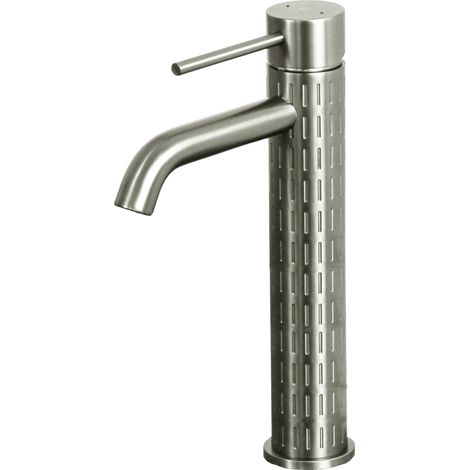 Essebagno Architek hoher Waschtischarmatur in gebürsteter Edelstahloptik