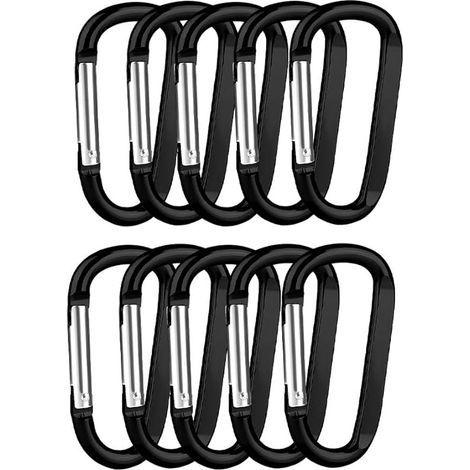 Lot de 10 mousquetons en acier inoxydable, mousqueton robuste, porte-clés, pour randonnée, camping, suspension de plantes, 20 kg (1/5)