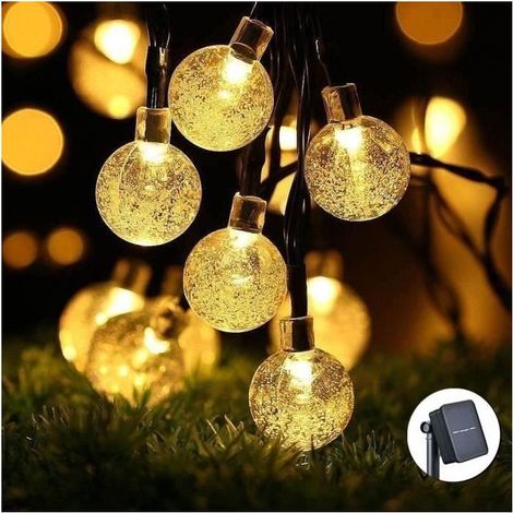 Guirlande Lumineuse Solaire 30 Boule LED, 6.5m Fil Souple Imperméable Eclairage Décoration pour Maison, Jardin-Blanc chaud (1/4)