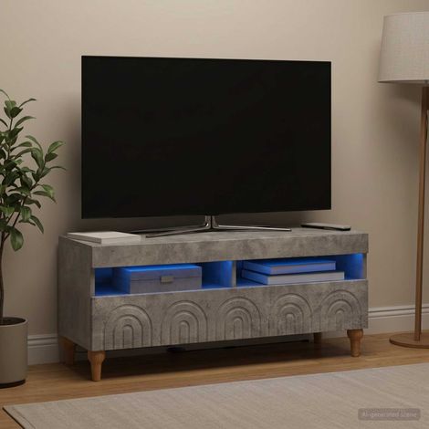 Meuble TV LED Gris béton Bois d'ingénierie (1/5)