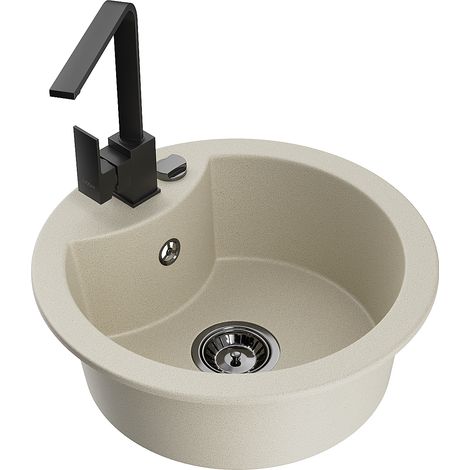 Mexen Diego 1-Becken-Granit-Spüle mit Mischbatterie Rita, Beige - 6512-69-670300-70 (1/5)