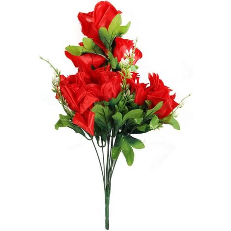 Rosas artificiales rojas - Juego de 10, 50 cm de altura (1/3)
