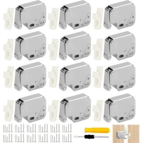 12pcs vivaneaux à ressort, acier inoxydable, mini loquet, vivaneau de meubles avec vis et clous, adapté aux armoires, armoires et portes d'armoires