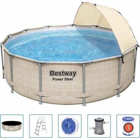 Maison Exclusive - Set Piscina con Tettoia Power Steel 396x107 cm