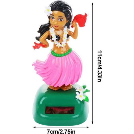 poupée à tête tremblante Figurine de danse hawaïenne solaire, jouet de tableau de bord de voiture, jeux electronique Rose (1/4)