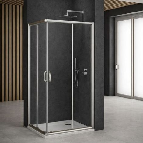 Cabina doccia angolare con ante scorrevoli cristallo temprato 6 mm misure 72-75x72-75xh190 cm - confezione 1
