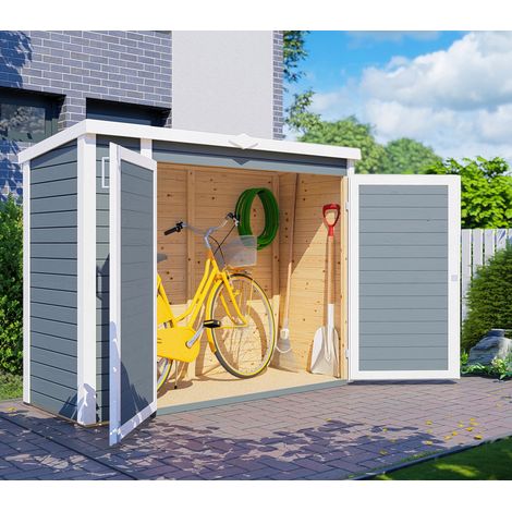 Armoire de jardin bois Bertilo 14mm Multibox 3 avec plancher 1,54m² gris (1/5)