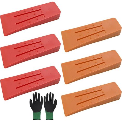 Lot de 6 cales d'abattage 6 pouces, cale d'abattage plastique, cale d'abattage d'arbres, cales d'arbres en plastique, cale forestière, cale d'abattage forestière (orange, rouge) (1/5)