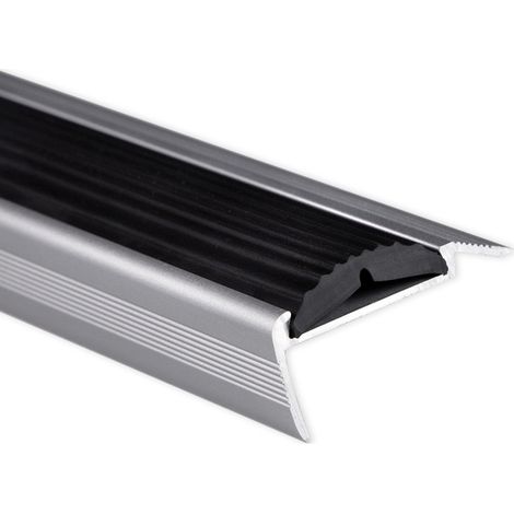 Treppenkantenprofil mit Einzel-Gummieinlage Power Grip Länge: 100 cm Selbstklebend Schwarz