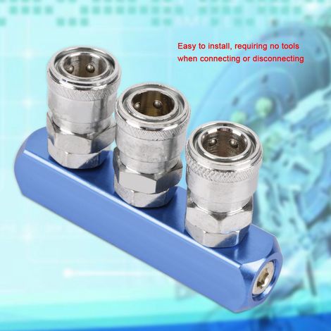 Raccord rapide pneumatique femelle 12 mm pour tuyau d'air, filetage PT1/4 (3 voies) (1/5)