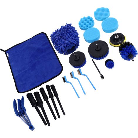 Kit de nettoyage de voiture 21 pièces : brosses pour roues et pneus en PP, embout hexagonal universel, pour carrelage. (1/5)