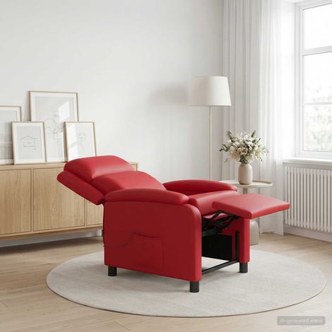 vidaXL Silla de masajes reclinable Rojo Cuero sintético (1/4)