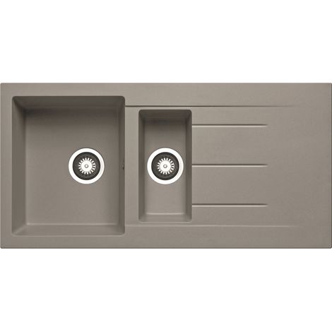 Prima+ Granite Composite 1.5 Bowl Inset Kitchen Sink with Waste Kit 1000mm L x 500mm W - Light Grey