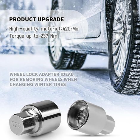 LALAGO 523 Boulon de Vis Antivol de Pneu de Voiture, Acier 42CrMo, Outil de Retrait de Vis Antivol, Compatible avec VW