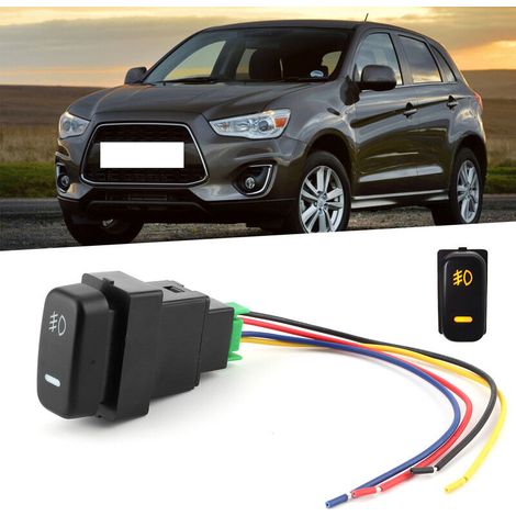Interruptor de luz antiniebla para coche de 4 cables, 12 V CC, con pulsador y luz indicadora amarilla. Apto para Mitsubishi Pajero/Lance/Outlander/Triton.