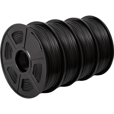 Filamento per stampante 3D, resistente, ecologico, PETG e PLA, PLAPLUS Nero, 4 rotoli (1/2)