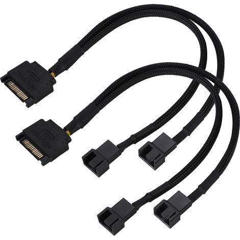 Câble adaptateur d'alimentation pour ventilateur de refroidissement SATA 15 broches vers 2 x 4 broches, convertisseur bidirectionnel, câble 22 AWG (1/5)