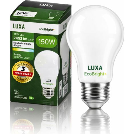 LED-Lampe E27, Glühfaden, Klasse B, A 60, 12 W, 2452 lm = 150 W, 4000 K, EcoBright (1/5)